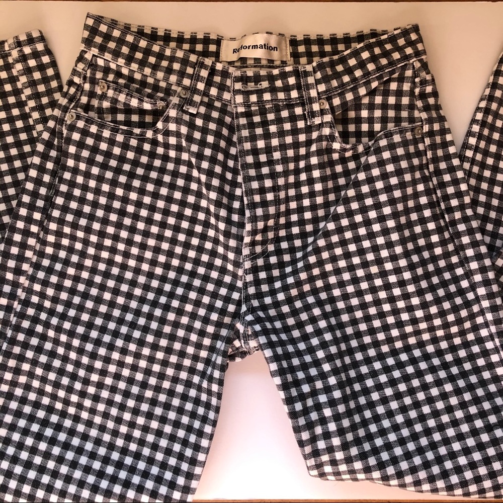 Reformation Jeans Fawcett B&W Check Gingham